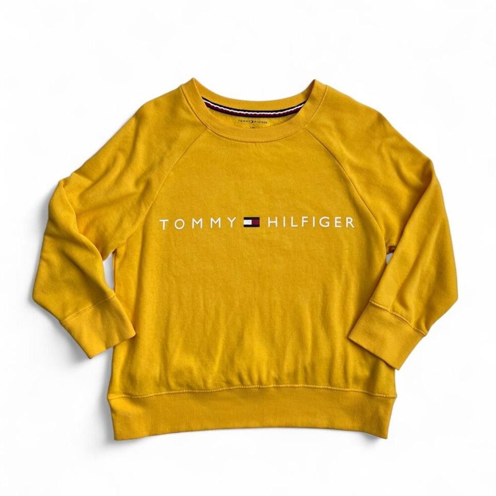 Tommy Hilfiger Mustard Yellow Logo Crewneck Sweatshirt Women's Large